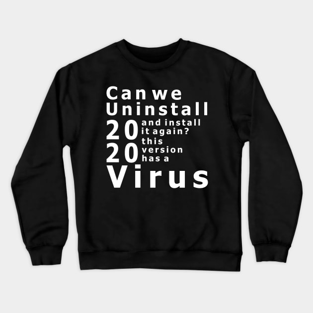 Can we uninstall 2020 and install it again? this version has a virus Crewneck Sweatshirt by artspot